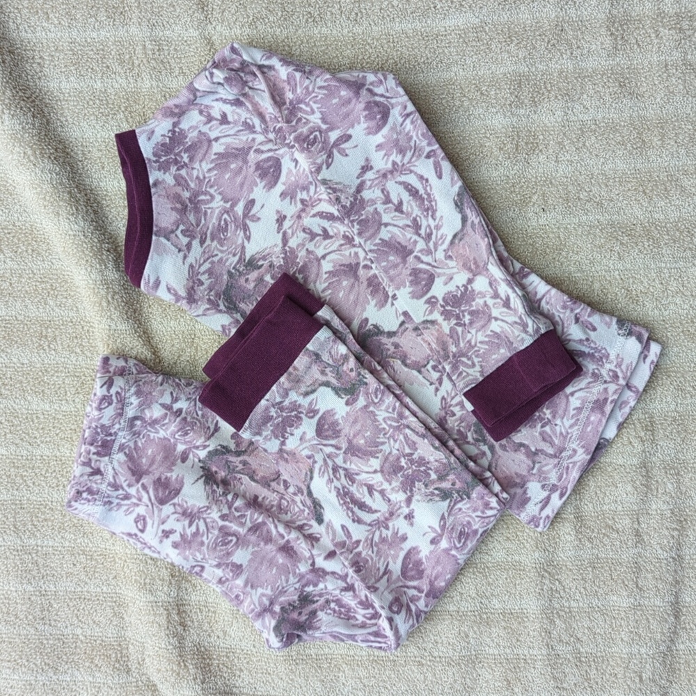 Burt's Bees 2T purple unicorn floral pajama set